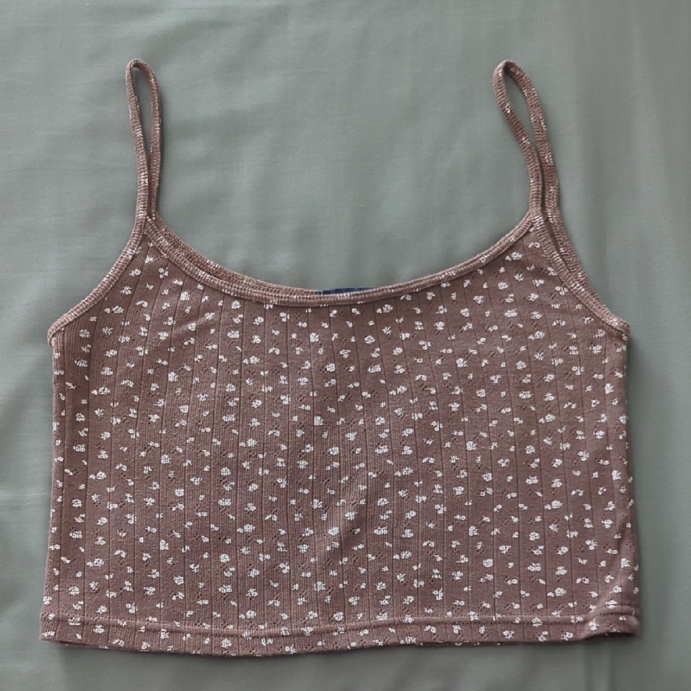 Brown Floral Brandy Melville Spaghetti Strap Top